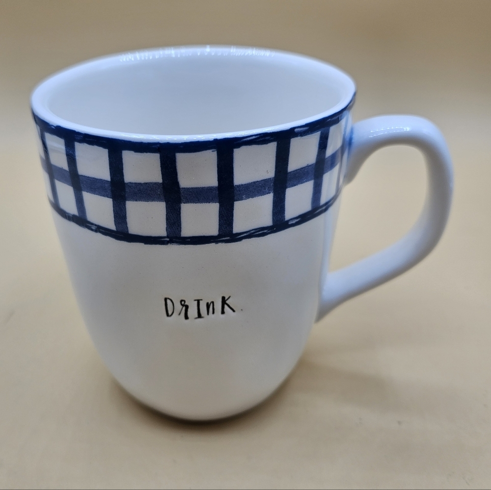 Rae Dunn DrInK. Blue Squares Lg. Mug